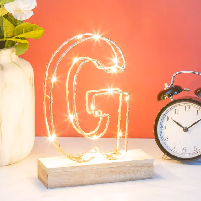 Echo Three LED Alphabet Wire Frame Letter Light G in Gold, H 22.0 cm x W 16.0 cm x D 5.0 cm – 1