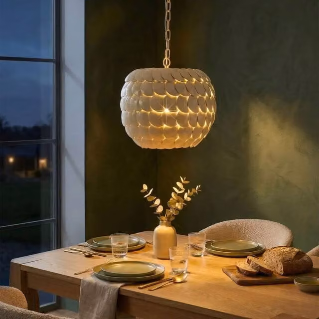 Wyld and Coco Beige Coconut Shell and Rattan Pendant Lamp – 1