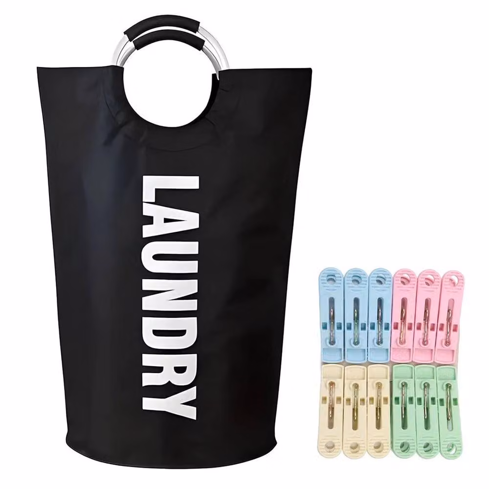 NESTLUNE Black 90L Foldable Fabric Laundry Basket – 2