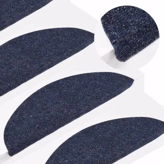 Berkfield Home Self-adhesive Non-slip Stair Mats, Blue, 15 Pieces, W: 56 cm, D: 17 cm, H: 3 cm