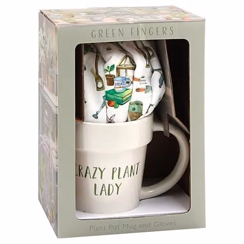 The Leonardo Collection Green Fingers Garden Gloves and Ceramic Mug Gift Set in Multicolour Floral Design – 2