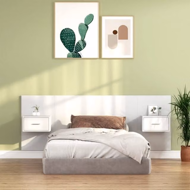 Berkfield Home Bed Headboard with Cabinets in White Matt Engineered Wood