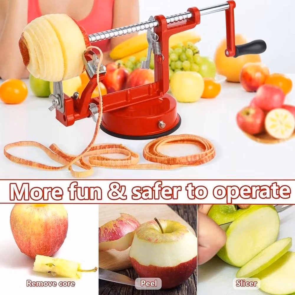 FLAVORA 3 in 1 Apple Peeler Slicer and Corer in Red and Silver – 4