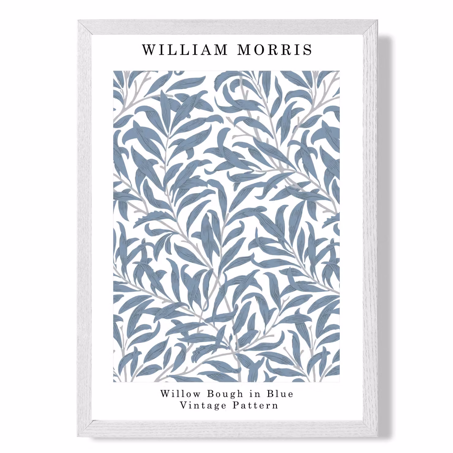 ARTZE William Morris Willow in Blue Floral Art Print with White Frame, A2 Size – 2