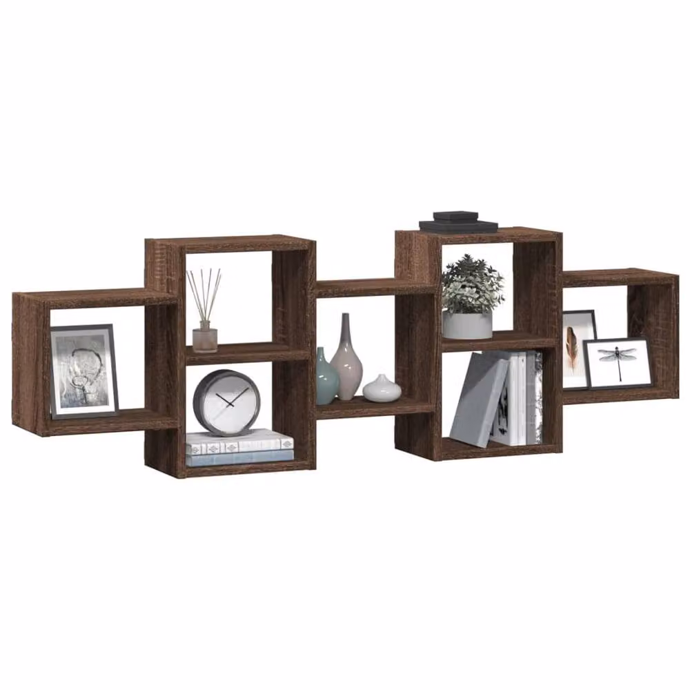 Berkfield Home Wall Mounted Shelf in Brown Oak, W/D/H: 129 x 42 x 18 cm – 3
