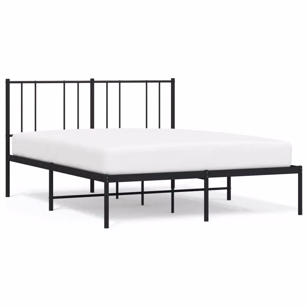 Berkfield Home Metal Bed Frame with Headboard in Black, W/D/H: 150 x 200 cm – 2