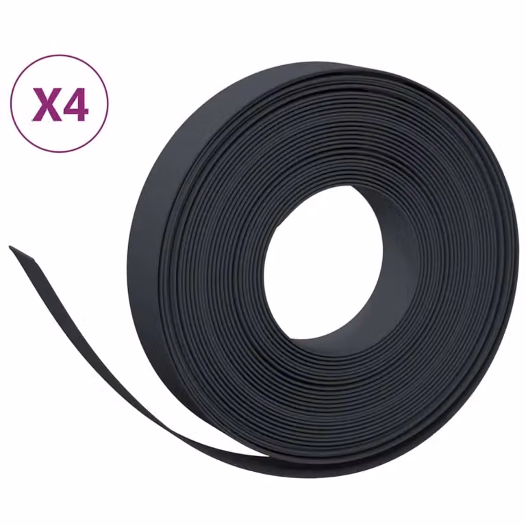 Berkfield Home Garden Edgings, 4 Pieces, Black, 10 m, 10 cm Polyethylene