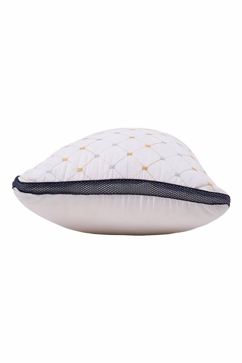 Living and Home Breathable Microfibre Pillow with Gold and Silver Geometric Embroidery in White – 6