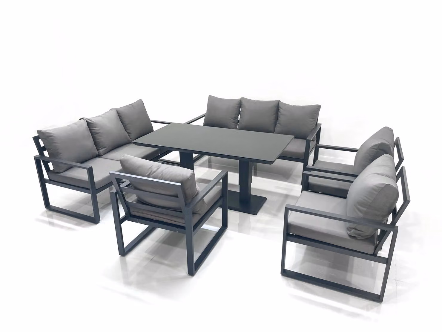 Fimous Aluminium Garden Dining Set with Rising Table and 3 Chairs in Dark Grey – 2