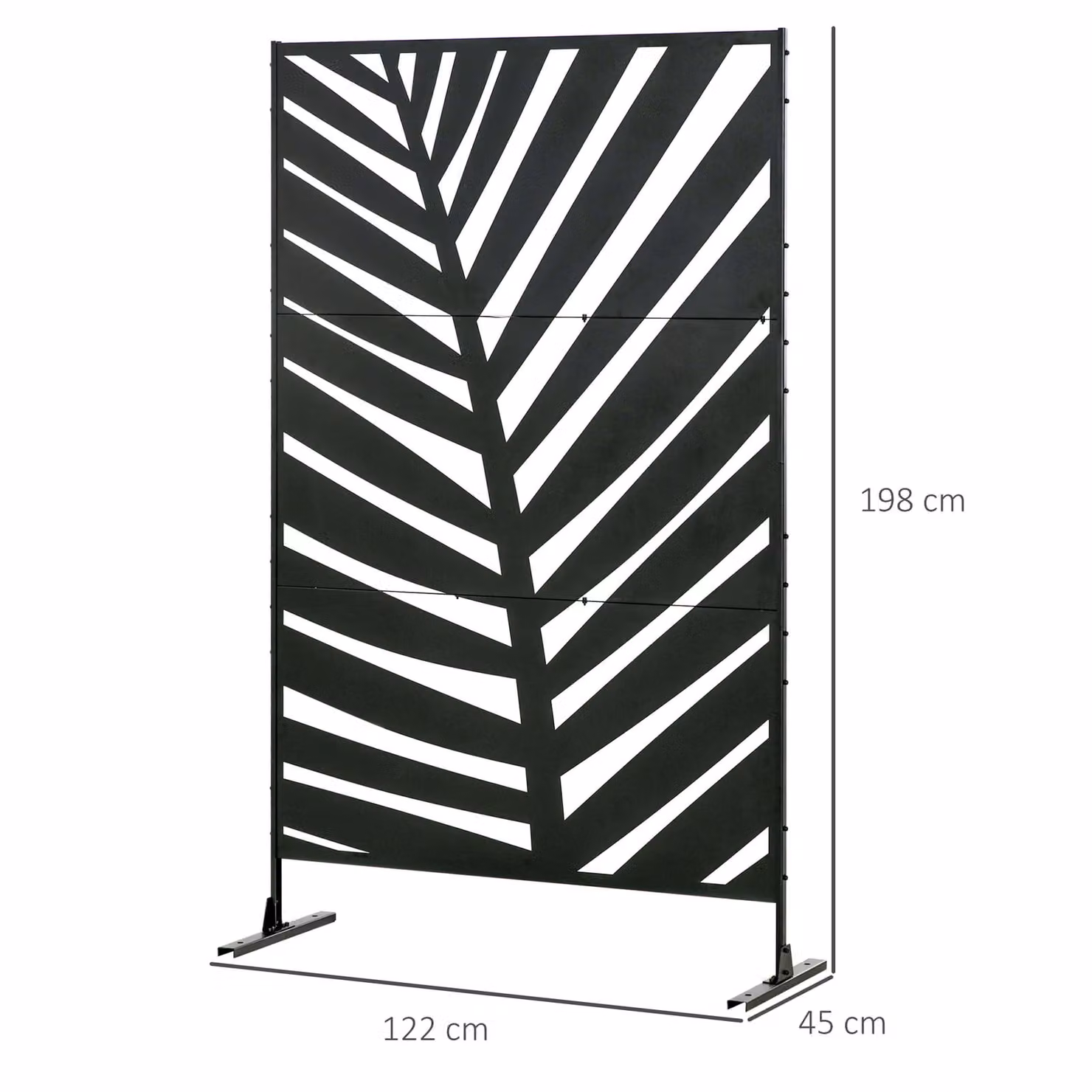 Outsunny Black Metal Outdoor Privacy Screen with Stand and Ground Stakes, H 198 cm x W 122 cm x D 7 cm – 3
