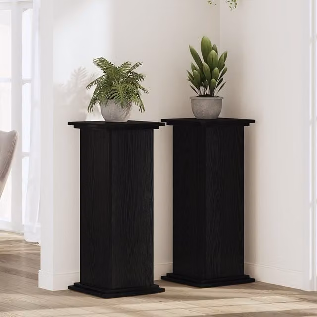 Berkfield Home Modern Black Plant Stand in Engineered Wood, W/D/H: 33 x 33 x 80 cm