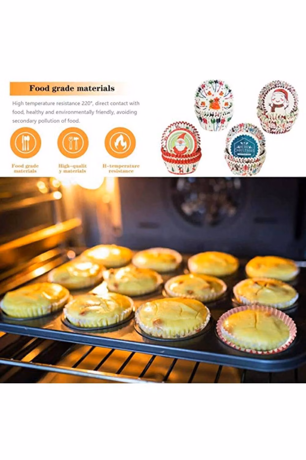 KDMD Snowman Christmas Mini Cupcake Liners, Multicolour, 100pcs, 7cm Diameter – 3