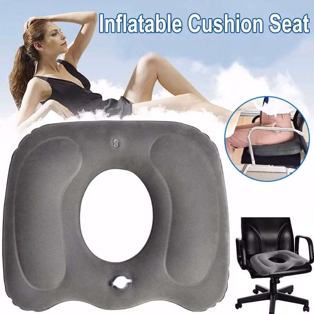 KORVIXA Grey Inflatable Medical Ring Seat Cushion for Adults, W/D/H: 125 x 150 x 1 cm – 2