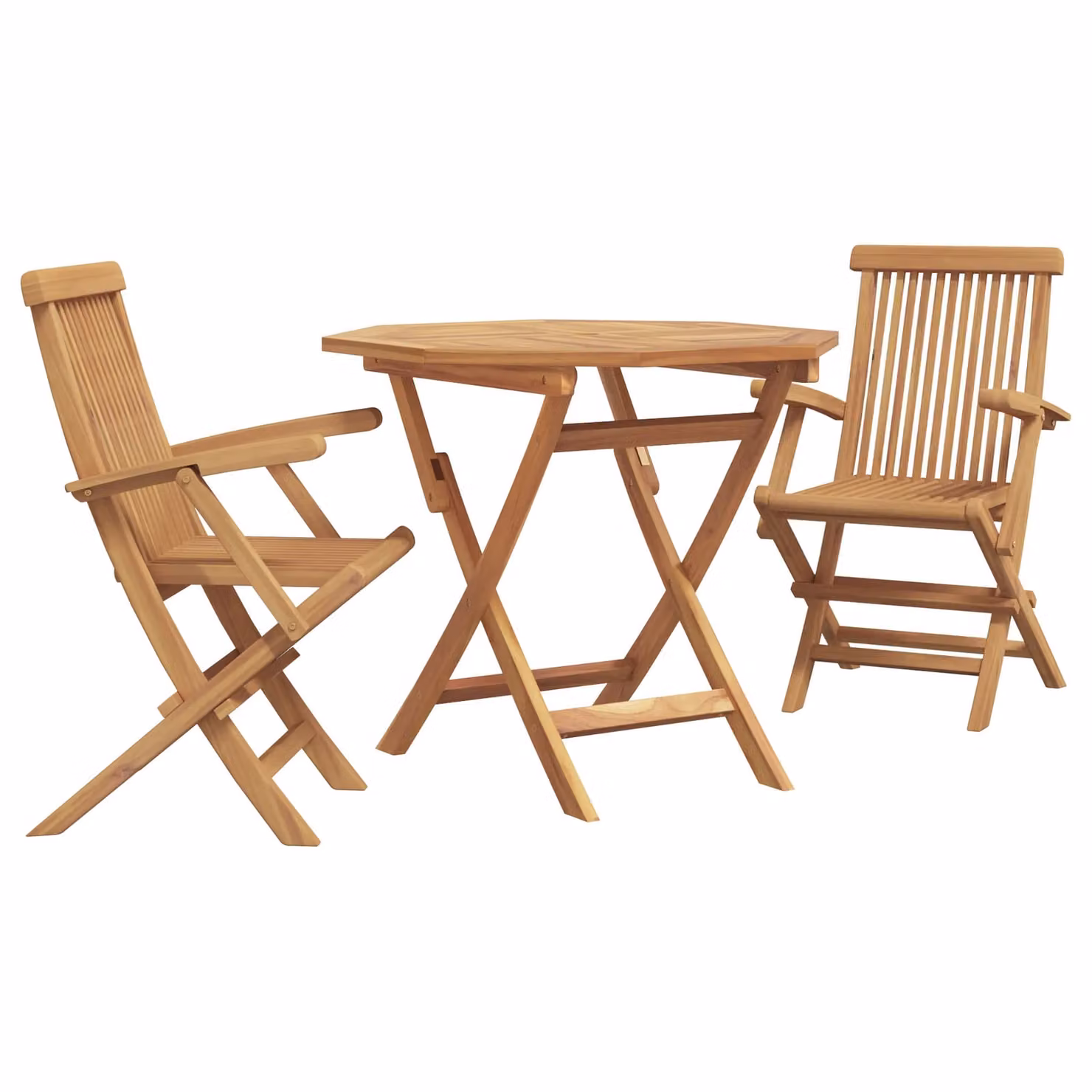 Berkfield Home 3 Piece Folding Garden Bistro Set in Beige Solid Acacia Wood – 1