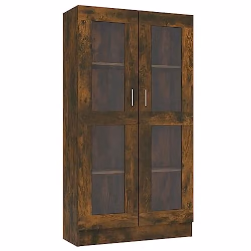 vidaXL Modern Vitrine Cabinet in Brown with Glass Doors, W/D/H: 82.5 x 30.5 x 150 cm