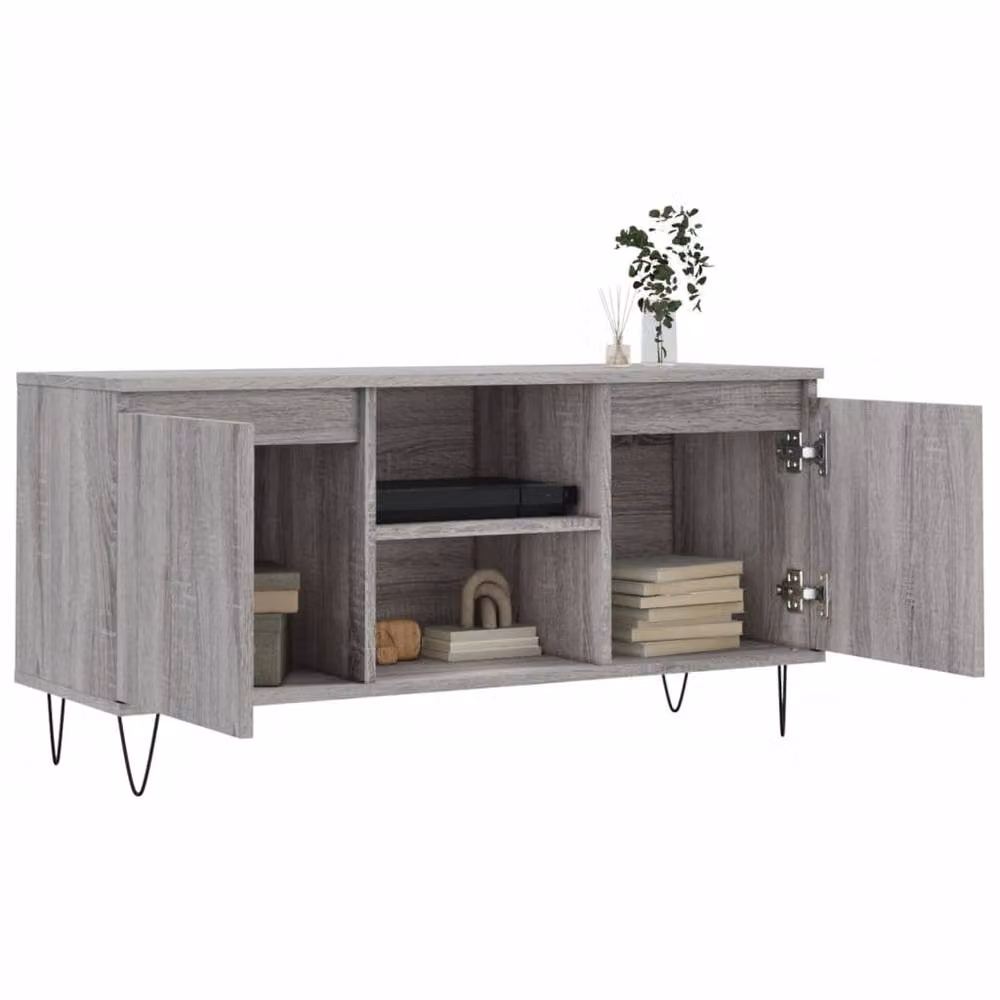 Berkfield Home Grey Sonoma TV Cabinet in Engineered Wood W/D/H: 104 x 35 x 50 cm – 3