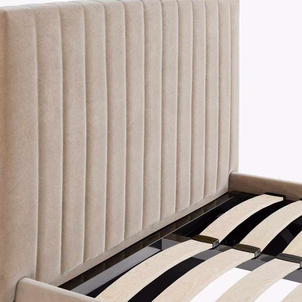 Lemon Pavilion Furniture Berlin Ottoman Single Bed Frame in Beige Velvet, L203 x W109 x H89 cm – 3