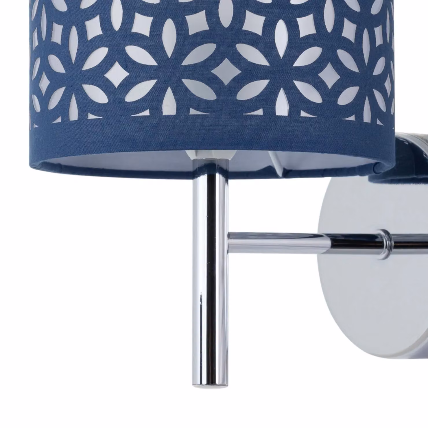 First Choice Lighting Brea Chrome Wall Light with Blue Fabric Shade – 2