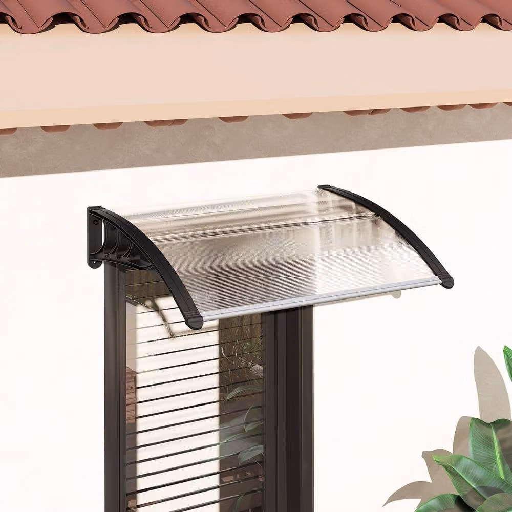 Rolipo Front Door Canopy Awning Rain Shelter, White and Transparent, W: 120 cm, D: 75 cm, H: 23 cm – 9