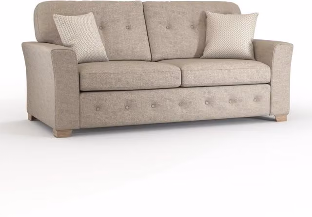 Furnishings For Less UK Hartley 3 Seater Upholstered Sofa with Full Back Tufted Cushions in Grey or Beige – 1
