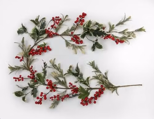 Shatchi 1.5m Artificial Leaves, Berries and Flowers Garland in Red and Multicolour