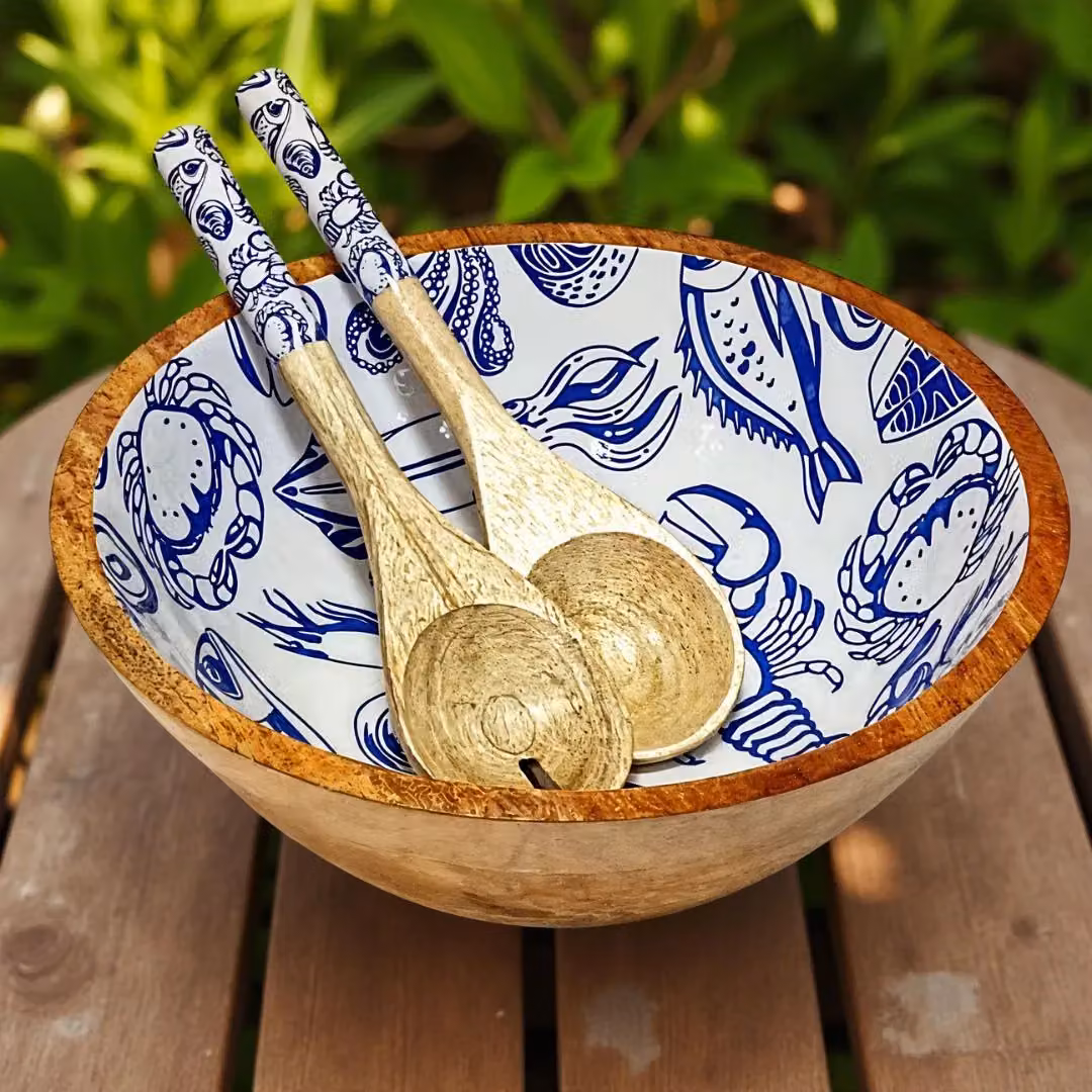 Hartsmede Ocean Medium Serving Bowl with Spoons in Blue – 2