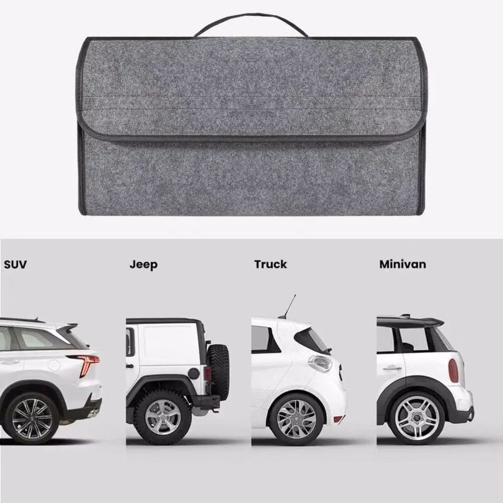 Ventryn Grey Collapsible Car Boot Storage Box and Trunk Organiser Bag with Handles, W: 50.0 cm, D: 23.0 cm, H: 15.0 cm – 4