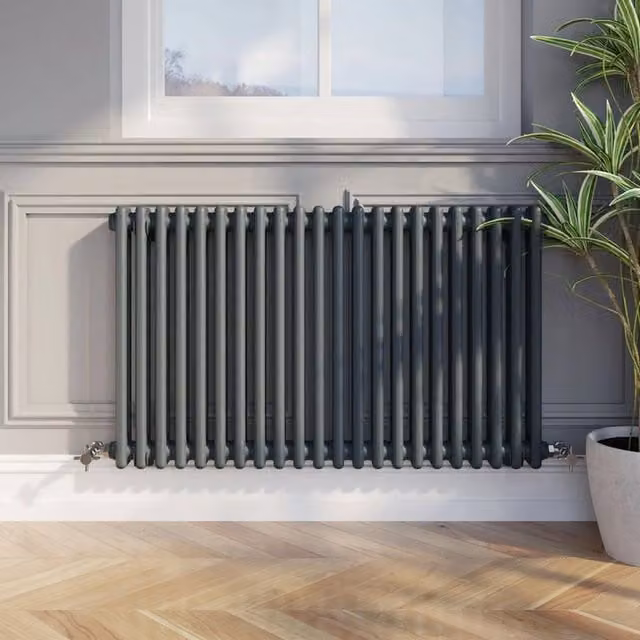 Temprazo Anthracite Steel Wall Mounted Radiator H: 119 cm, W: 30 cm, D: 7 cm