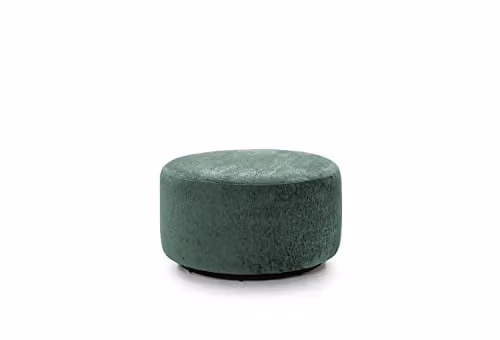 Abakus Direct Harriet Swivel Footstool in Rifle Green Crushed Chenille or Velvet, Diameter: 73 cm, Height: 40 cm