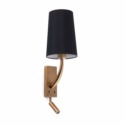 Netlighting Rem Reading Light Wall Lamp in Gold and Black with E27 Bulb Holder