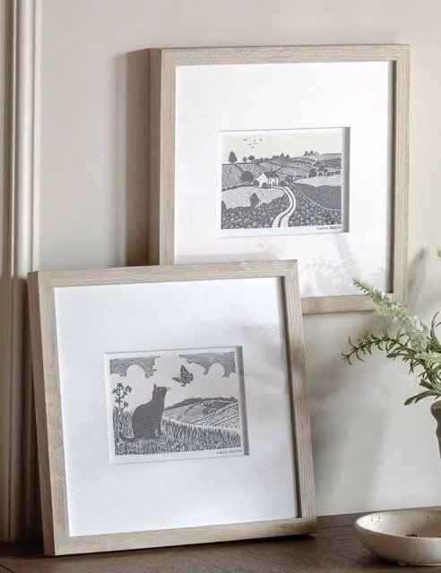 Gallery Direct Set of 2 Rural Studies II Framed Animal Landscape Wall Art in Black and White