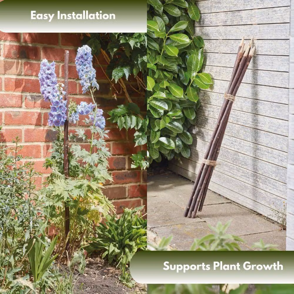 Marco Paul Brown Wooden Plant Pot Support Stakes, 5 Pack, Height: 120 cm – 5