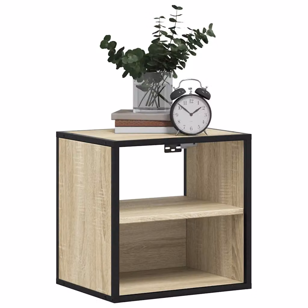 Berkfield Home Wall-mounted Bedside Cabinet in Sonoma Oak, Brown, W/D/H: 40 x 31 x 39.5 cm – 4