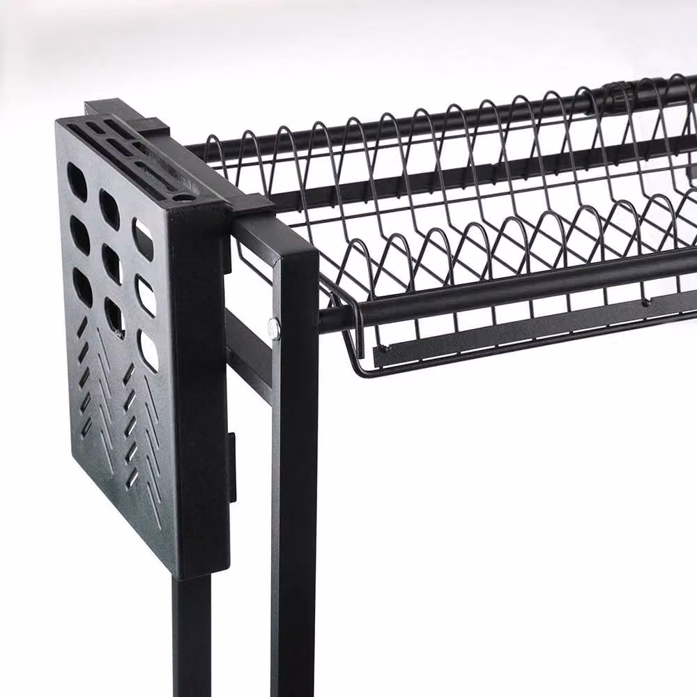 Kelvenix Adjustable Single Layer Over Sink Dish Drying Rack in Black, W: 100 cm, D: 52 cm – 2