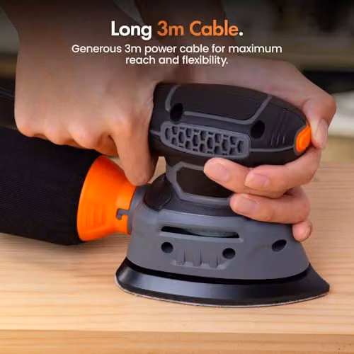VonHaus 140W Detail Palm Sander in Grey and Orange – 3