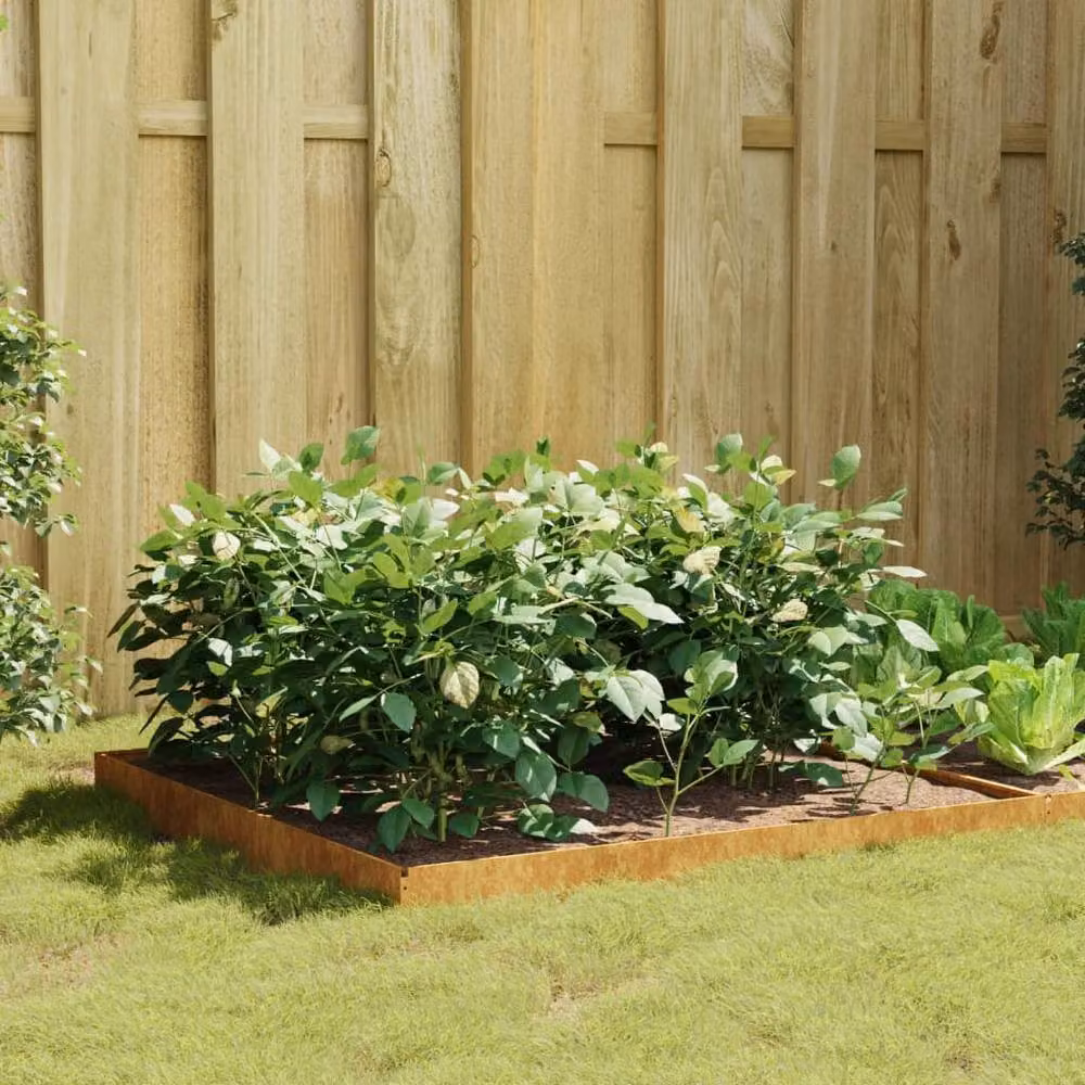 Berkfield Home Garden Corten Steel Raised Bed in Brown, W/D/H: 100 x 100 x 18.5 cm – 2