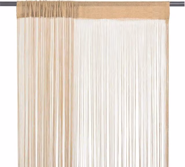 Berkfield Home String Curtains, 2 Pack, Beige, W: 100 cm, H: 250 cm