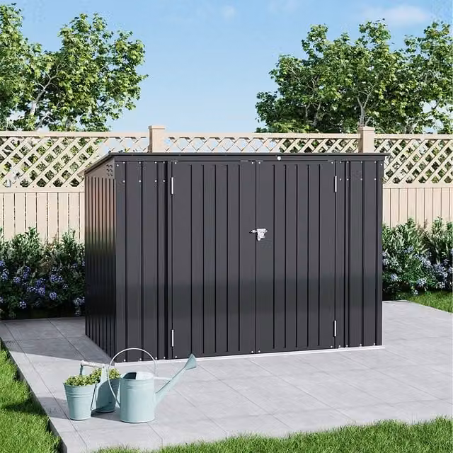 Breeins 2-in-1 Metal Bin Store and Bike Storage Shed in Charcoal Black and Anthracite
