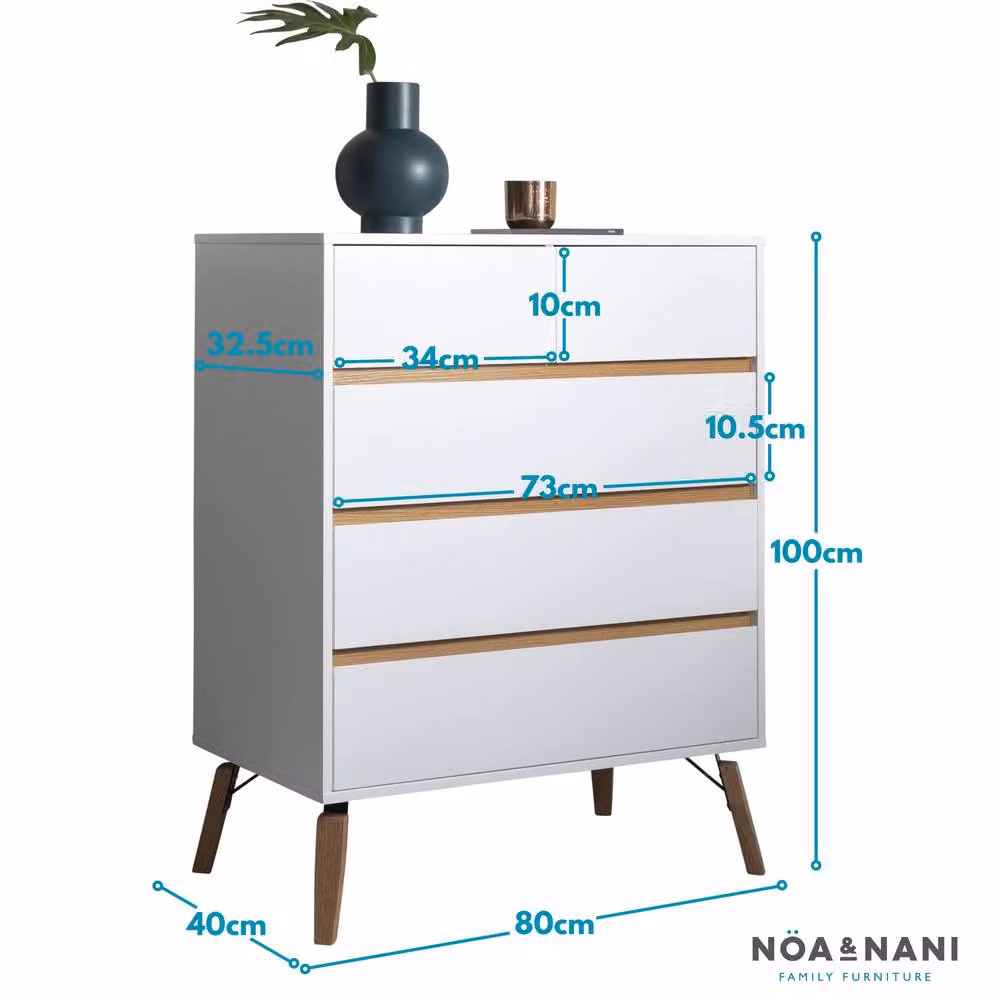 Nöa and Nani Otto 3+2 Drawer Chest of Drawers in White – 3