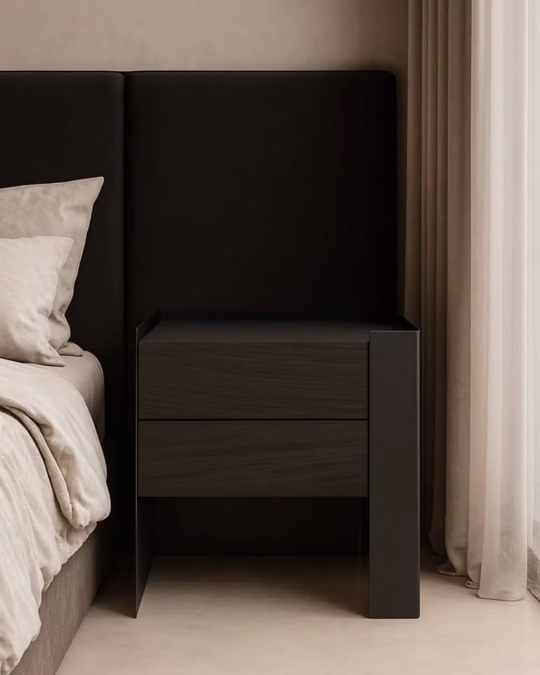 Tommy Franks Modern Oak Bedside Table in Black