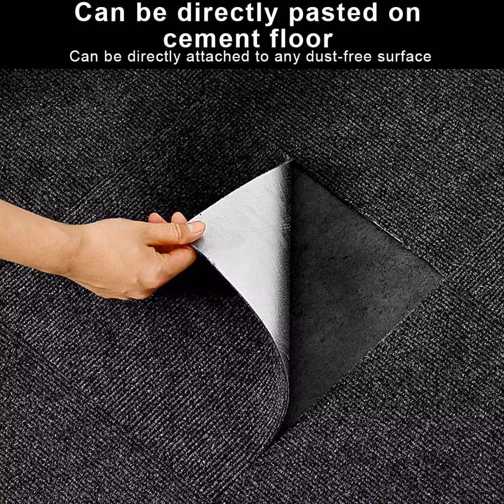 NESTLUNE 20 Pack Non-Slip Polyester Carpet Floor Tiles in Black, W/D: 50 x 50 cm – 3