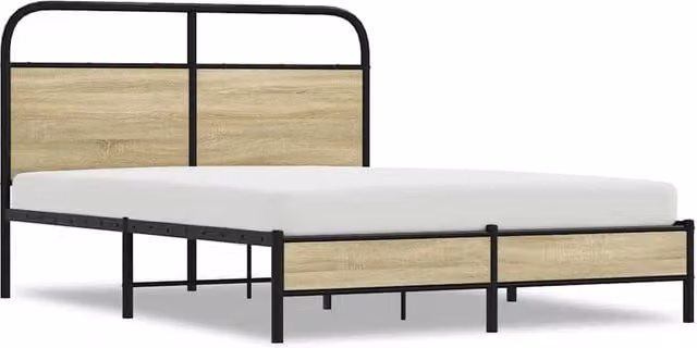 Berkfield Home Small Double Bed Frame in Sonoma Oak and Brown Engineered Wood, W/D/H: 120 x 200 cm