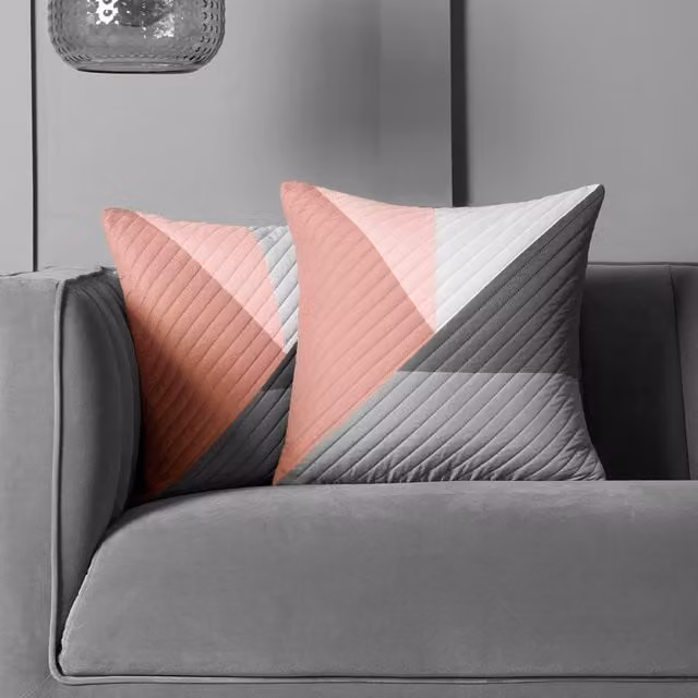 OHS 2 Pack Geometric Pinsonic Square Cushion Covers in Pink, W/D/H: 45 x 45 x 45 cm