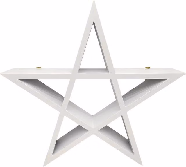 FORGEVIO White Geometric Wall Mounted Wooden Display Shelf
