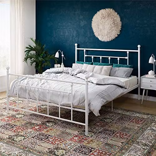 DHP Manila Modern Metal Bed in White, King Size (180 x 200 cm) – 5