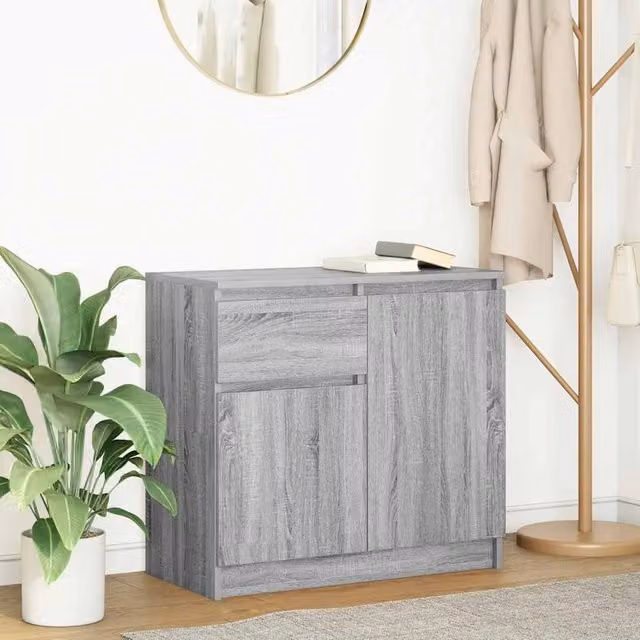 Berkfield Home Grey Sonoma Sideboard with Drawer, W/D/H: 71 x 35 x 65 cm