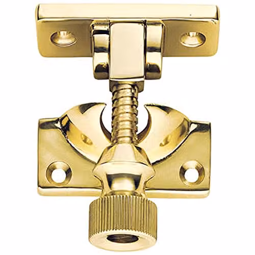 Loops Brighton Pattern Sprung Sash Fastener with 60 x 25mm Fixing Plate in Polished Brass