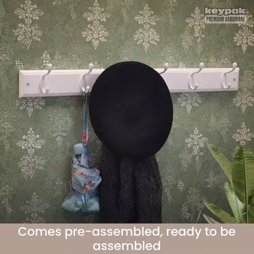 Keypak White Wooden Wall Mounted Coat Rack with 6 Hooks – 3