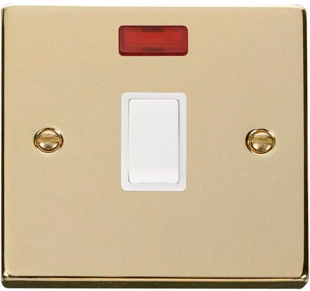 SE HOME White Surface Mount Switch with Polished Brass Plate
