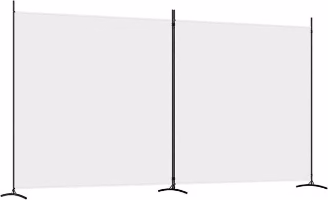Berkfield Home 2-Panel Fabric Room Divider in White, W: 348 cm, H: 180 cm